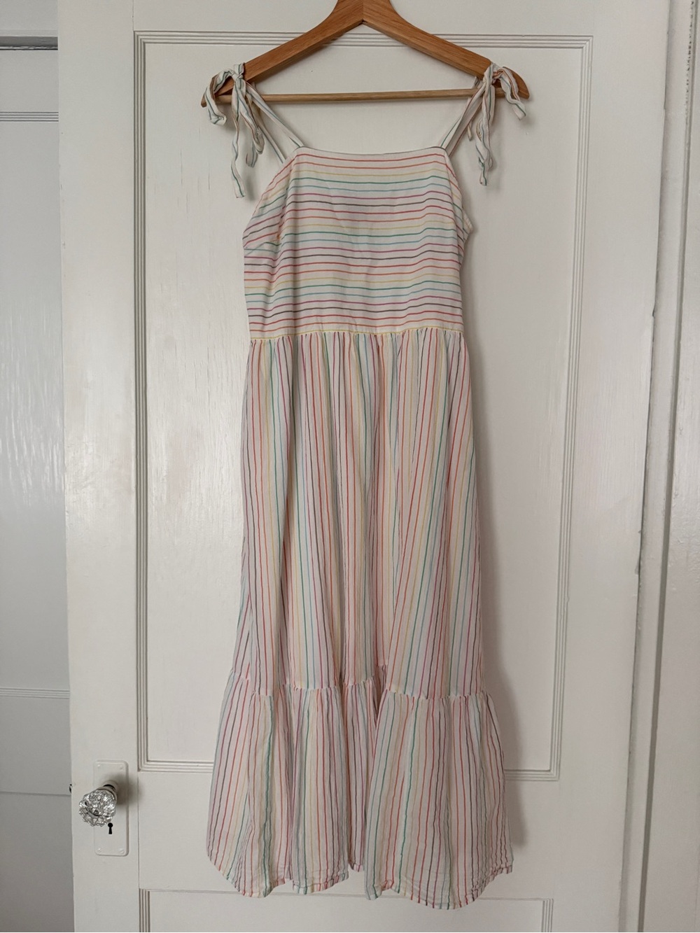 GAP Striped Tie-Shoulder Maxi Dress - Pastel Multi